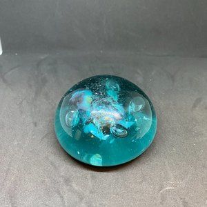 Blown Blue Glass Paperweight 3 inches Great features